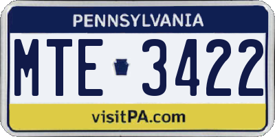 PA license plate MTE3422