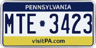 PA license plate MTE3423