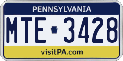 PA license plate MTE3428