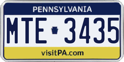 PA license plate MTE3435