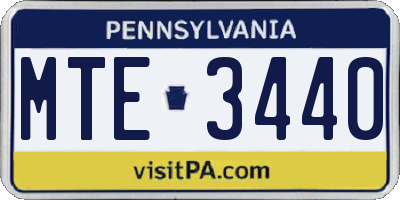 PA license plate MTE3440