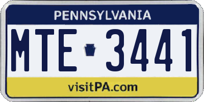 PA license plate MTE3441