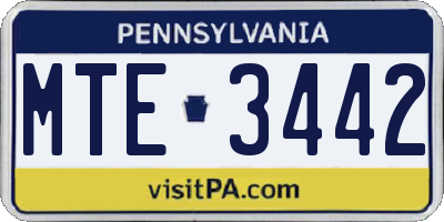 PA license plate MTE3442