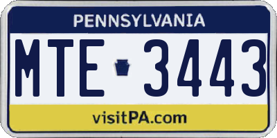 PA license plate MTE3443