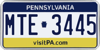 PA license plate MTE3445