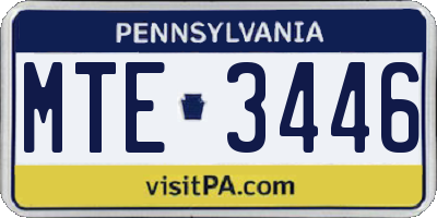 PA license plate MTE3446