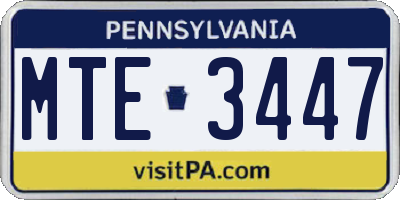 PA license plate MTE3447