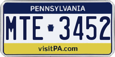 PA license plate MTE3452