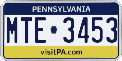 PA license plate MTE3453