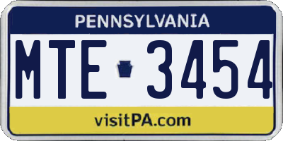PA license plate MTE3454