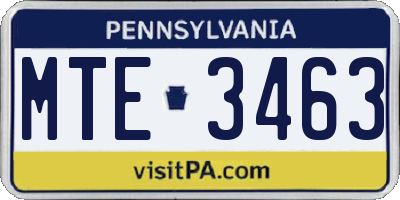 PA license plate MTE3463