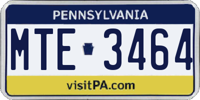 PA license plate MTE3464