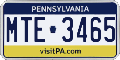 PA license plate MTE3465