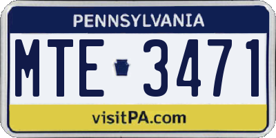 PA license plate MTE3471