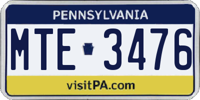 PA license plate MTE3476