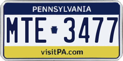 PA license plate MTE3477