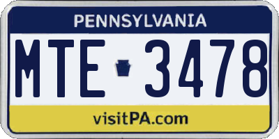 PA license plate MTE3478