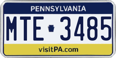 PA license plate MTE3485