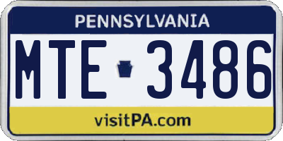 PA license plate MTE3486
