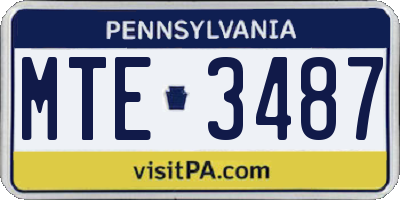 PA license plate MTE3487