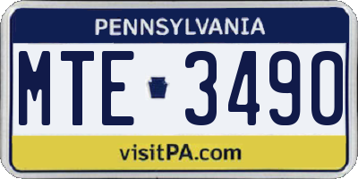 PA license plate MTE3490