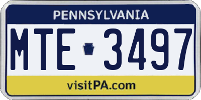 PA license plate MTE3497