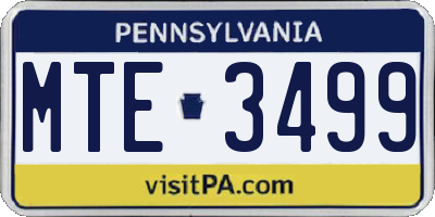 PA license plate MTE3499