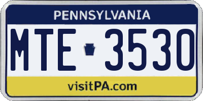 PA license plate MTE3530