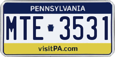 PA license plate MTE3531
