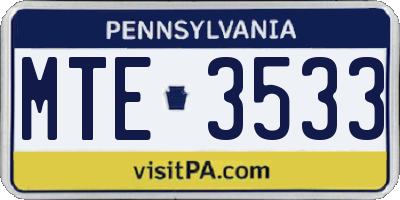 PA license plate MTE3533