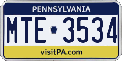 PA license plate MTE3534