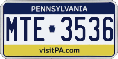 PA license plate MTE3536