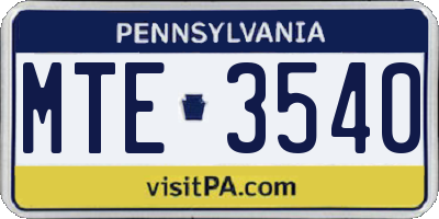 PA license plate MTE3540