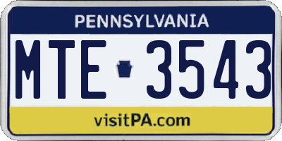 PA license plate MTE3543