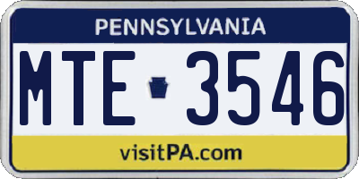 PA license plate MTE3546