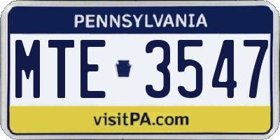PA license plate MTE3547