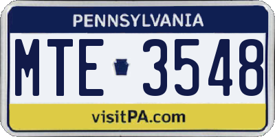 PA license plate MTE3548