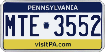 PA license plate MTE3552