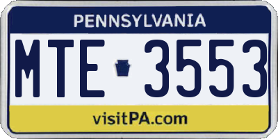PA license plate MTE3553