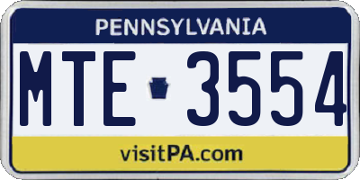 PA license plate MTE3554