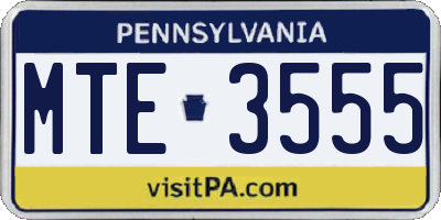 PA license plate MTE3555