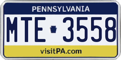 PA license plate MTE3558