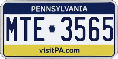 PA license plate MTE3565