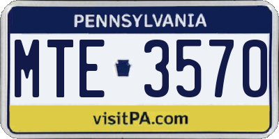 PA license plate MTE3570