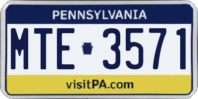 PA license plate MTE3571