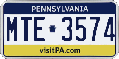 PA license plate MTE3574