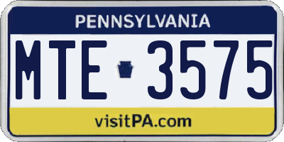 PA license plate MTE3575