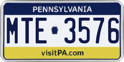PA license plate MTE3576