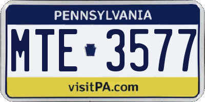 PA license plate MTE3577