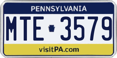 PA license plate MTE3579